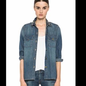 Current/Elliott the perfect denim shirt with studs